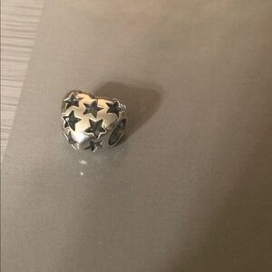 RETIRED Genuine Pandora Silver Heart Charm with Star Cutouts